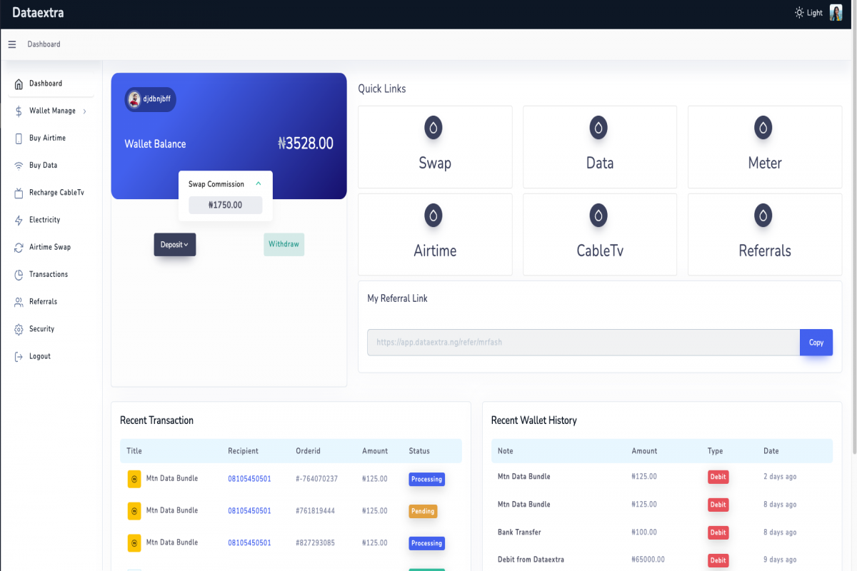 VTU Website for Dataextra